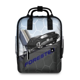 Женский рюкзак 3D с принтом Subaru Forester SF5 в Тюмени, 100% полиэстер | лямки с регулируемой длиной, сверху ручки, чтобы рюкзак нести как сумку. Основное отделение закрывается на молнию, как и внешний карман. Внутри два дополнительных кармана, один из которых закрывается на молнию. По бокам два дополнительных кармашка, куда поместится маленькая бутылочка
 | Тематика изображения на принте: auto | forester | jdm | sf5 | subaru | subaru forester | субару | форестер