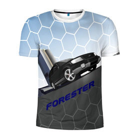 Мужская футболка 3D спортивная с принтом Subaru Forester SF5 в Тюмени, 100% полиэстер с улучшенными характеристиками | приталенный силуэт, круглая горловина, широкие плечи, сужается к линии бедра | auto | forester | jdm | sf5 | subaru | subaru forester | субару | форестер