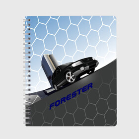 Тетрадь с принтом Subaru Forester SF5 в Тюмени, 100% бумага | 48 листов, плотность листов — 60 г/м2, плотность картонной обложки — 250 г/м2. Листы скреплены сбоку удобной пружинной спиралью. Уголки страниц и обложки скругленные. Цвет линий — светло-серый
 | Тематика изображения на принте: auto | forester | jdm | sf5 | subaru | subaru forester | субару | форестер