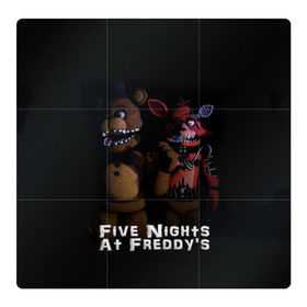 Магнитный плакат 3Х3 с принтом Five Nights At Freddy`s в Тюмени, Полимерный материал с магнитным слоем | 9 деталей размером 9*9 см | five nights at freddys | foxy | аниматроники | игра | компьютерная игра | робот | фокси | фредди | чика