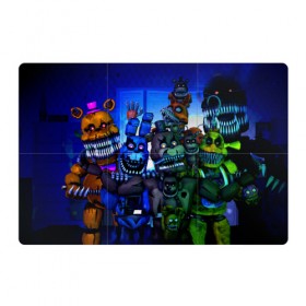 Магнитный плакат 3Х2 с принтом Five Nights At Freddy`s в Тюмени, Полимерный материал с магнитным слоем | 6 деталей размером 9*9 см | five nights at freddys | foxy | аниматроники | игра | компьютерная игра | робот | фокси | фредди | чика