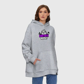 Худи SuperOversize хлопок с принтом Eat Sleep Fortnite Repeat в Тюмени, 70% хлопок, 30% полиэстер, мягкий начес внутри | карман-кенгуру, эластичная резинка на манжетах и по нижней кромке, двухслойный капюшон
 | eat | fortnite | game | gamer | repeat | sleep | twitch | игра | игрок | твич | форнайт | фортнайт