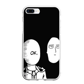 Чехол для iPhone 7Plus/8 Plus матовый с принтом Saitama (One-Punch Man) в Тюмени, Силикон | Область печати: задняя сторона чехла, без боковых панелей | man | one punch | saitama | ванпач | ванпачмен | генос