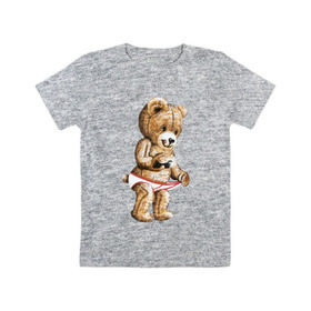 Детская футболка хлопок с принтом Nasty bear в Тюмени, 100% хлопок | круглый вырез горловины, полуприлегающий силуэт, длина до линии бедер | медведь | мишка | плюшевый | селфи | тедди