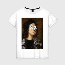 Женская футболка хлопок с принтом Raphael в Тюмени, 100% хлопок | прямой крой, круглый вырез горловины, длина до линии бедер, слегка спущенное плечо | рафаэль санти