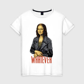 Женская футболка хлопок с принтом Mona Lisa в Тюмени, 100% хлопок | прямой крой, круглый вырез горловины, длина до линии бедер, слегка спущенное плечо | 