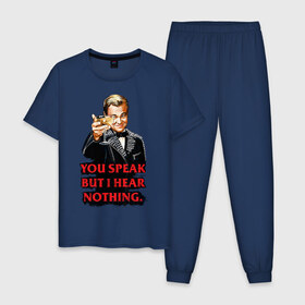 Мужская пижама хлопок с принтом Gatsby в Тюмени, 100% хлопок | брюки и футболка прямого кроя, без карманов, на брюках мягкая резинка на поясе и по низу штанин
 | Тематика изображения на принте: leonardo dicaprio | the great gatsby | великий гэтсби | леонардо дикаприо