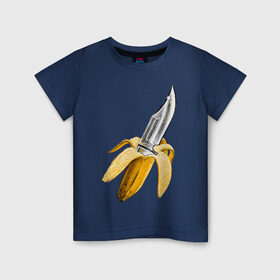 Детская футболка хлопок с принтом BANANA в Тюмени, 100% хлопок | круглый вырез горловины, полуприлегающий силуэт, длина до линии бедер | banana | knife | pop art | банан | нож | оружие | поп арт