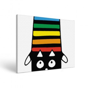 Холст прямоугольный с принтом Rainbow cat в Тюмени, 100% ПВХ |  | Тематика изображения на принте: black | cat | cool | creative | dark | design | halloween | hype | kitten | rainbow | vanguard | авангард | дизайн | кот | котенок | кошка | креатив | круто | радуга | темный | хайп | хэллоуин | черный