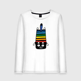 Женский лонгслив хлопок с принтом Rainbow cat в Тюмени, 100% хлопок |  | black | cat | cool | creative | dark | design | halloween | hype | kitten | rainbow | vanguard | авангард | дизайн | кот | котенок | кошка | креатив | круто | радуга | темный | хайп | хэллоуин | черный