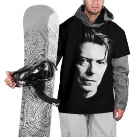 Накидка на куртку 3D с принтом Дэвид Боуи в Тюмени, 100% полиэстер |  | Тематика изображения на принте: bowie | david bowie | david robert jones | ziggy stardust | боуи | дэвид боуи | музыка | рок