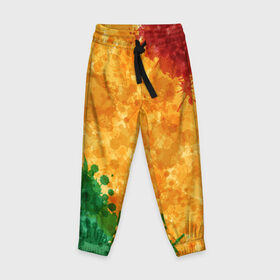 Детские брюки 3D с принтом Reggae в Тюмени, 100% полиэстер | манжеты по низу, эластичный пояс регулируется шнурком, по бокам два кармана без застежек, внутренняя часть кармана из мелкой сетки | Тематика изображения на принте: бразилия | растоман | регги | хиппи