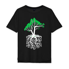 Мужская футболка хлопок Oversize с принтом Квадратный корень в Тюмени, 100% хлопок | свободный крой, круглый ворот, “спинка” длиннее передней части | mathematica | алгебра | геометрия | дерево | квадрат | корни | крона | математик | математика | наука | технарь