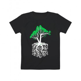 Детская футболка хлопок с принтом Квадратный корень в Тюмени, 100% хлопок | круглый вырез горловины, полуприлегающий силуэт, длина до линии бедер | mathematica | алгебра | геометрия | дерево | квадрат | корни | крона | математик | математика | наука | технарь
