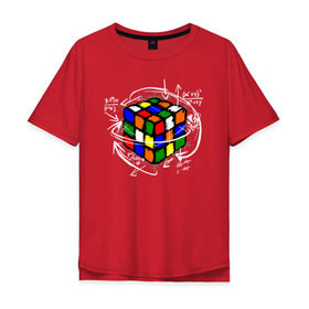 Мужская футболка хлопок Oversize с принтом Кубик Рубика в Тюмени, 100% хлопок | свободный крой, круглый ворот, “спинка” длиннее передней части | mathematica | магия. формулы | математик | математика | наука | технарь