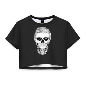 Женская футболка 3D укороченная с принтом Tate Langdon в Тюмени, 100% полиэстер | круглая горловина, длина футболки до линии талии, рукава с отворотами | ahs | american horror story | langdon | tate | аиу | американская история ужасов | тейт