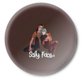 Значок с принтом Sally Face в Тюмени,  металл | круглая форма, металлическая застежка в виде булавки | blue | diane | face | fisher | gizmo | henry | johnson | killer | larry | sally | генри | гизмо | джонсон | диана | ларри | лицо | салли | фейс | фишер