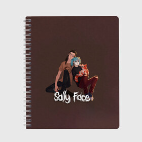 Тетрадь с принтом Sally Face в Тюмени, 100% бумага | 48 листов, плотность листов — 60 г/м2, плотность картонной обложки — 250 г/м2. Листы скреплены сбоку удобной пружинной спиралью. Уголки страниц и обложки скругленные. Цвет линий — светло-серый
 | Тематика изображения на принте: blue | diane | face | fisher | gizmo | henry | johnson | killer | larry | sally | генри | гизмо | джонсон | диана | ларри | лицо | салли | фейс | фишер