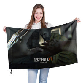 Флаг 3D с принтом Resident Evil 7 BIOHAZARD в Тюмени, 100% полиэстер | плотность ткани — 95 г/м2, размер — 67 х 109 см. Принт наносится с одной стороны | biohazard | biohazard 7 | crocodile | fang | game | hand | monster | new umbrella | resident evil | resident evil 7 | umbrella | umbrella corp | umbrella corporation | zombie