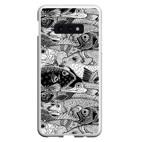 Чехол для Samsung S10E с принтом Рыбы в Тюмени, Силикон | Область печати: задняя сторона чехла, без боковых панелей | beautiful | best | cool | depth | fashio | fish | graphics | pattern | picture | trendy | underwater | water | world | youth | белый | вода | глубина | графика | картинка | красивый | крутой | лучший | мир | мода | модный | молодёжная | подводный | рисуно