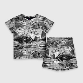 Детский костюм с шортами 3D с принтом Рыбы в Тюмени,  |  | beautiful | best | cool | depth | fashio | fish | graphics | pattern | picture | trendy | underwater | water | world | youth | белый | вода | глубина | графика | картинка | красивый | крутой | лучший | мир | мода | модный | молодёжная | подводный | рисуно