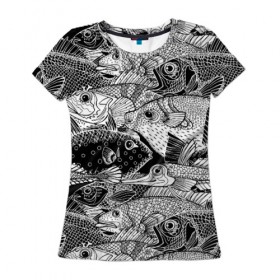 Женская футболка 3D с принтом Рыбы в Тюмени, 100% полиэфир ( синтетическое хлопкоподобное полотно) | прямой крой, круглый вырез горловины, длина до линии бедер | beautiful | best | cool | depth | fashio | fish | graphics | pattern | picture | trendy | underwater | water | world | youth | белый | вода | глубина | графика | картинка | красивый | крутой | лучший | мир | мода | модный | молодёжная | подводный | рисуно