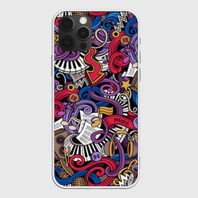 Чехол для iPhone 12 Pro Max с принтом Music collage в Тюмени, Силикон |  | Тематика изображения на принте: collage | instruments | music | musical | not | волны | гитары | графика | звёзды | инструменты | искусство | картинка | клавиши | коллаж | колонки | крутой | лучший | микрофоны | мода | модный | молодёжная | музыка