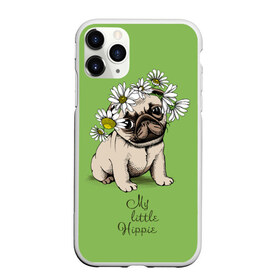 Чехол для iPhone 11 Pro Max матовый с принтом My little hippie в Тюмени, Силикон |  | breed | dog | hippie | kid | little | my | pug | puppy | wreath | венок | графика | зелёный | картинка | красивый | крутой | лучший | маленький | малыш | мода | модный | мой | молодёжная | мопс | порода | рисунок | ромашки | собака