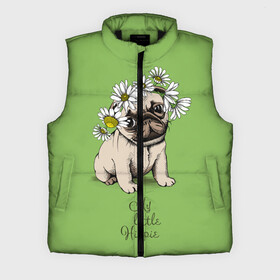 Мужской жилет утепленный 3D с принтом My little hippie в Тюмени,  |  | breed | dog | hippie | kid | little | my | pug | puppy | wreath | венок | графика | зелёный | картинка | красивый | крутой | лучший | маленький | малыш | мода | модный | мой | молодёжная | мопс | порода | рисунок | ромашки | собака