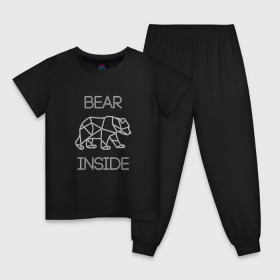 Детская пижама хлопок с принтом Внутри медведь в Тюмени, 100% хлопок |  брюки и футболка прямого кроя, без карманов, на брюках мягкая резинка на поясе и по низу штанин
 | зверь | медведь | миша | мишка