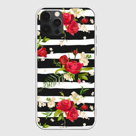 Чехол для iPhone 12 Pro Max с принтом Розы и орхидеи в Тюмени, Силикон |  | flowers | orchi | roses | белый | букеты | графика | зелёный | искусство | картинка | красивый | красный | крутой | листья | мода | модный | молодёжная | орнамент | орхидеи | полосы | рисунок | розы | рукоделие