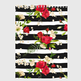 Скетчбук с принтом Розы и орхидеи в Тюмени, 100% бумага
 | 48 листов, плотность листов — 100 г/м2, плотность картонной обложки — 250 г/м2. Листы скреплены сверху удобной пружинной спиралью | Тематика изображения на принте: flowers | orchi | roses | белый | букеты | графика | зелёный | искусство | картинка | красивый | красный | крутой | листья | мода | модный | молодёжная | орнамент | орхидеи | полосы | рисунок | розы | рукоделие