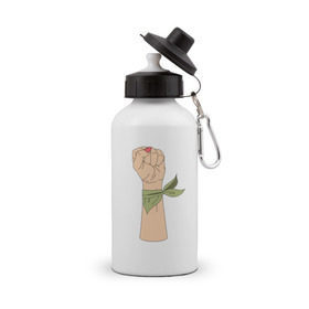 Бутылка спортивная с принтом Феминизм в Тюмени, металл | емкость — 500 мл, в комплекте две пластиковые крышки и карабин для крепления | fame | девушка | женщина | права | феминистки