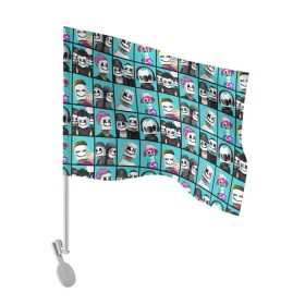 Флаг для автомобиля с принтом Marshmello в Тюмени, 100% полиэстер | Размер: 30*21 см | christopher | comstock | dj | dotcom | friends | marshmallow | marshmello | usa | диджей | друзья | комсток | крис | маршмэллоу | продюсер | сша