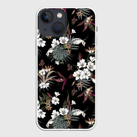 Чехол для iPhone 13 mini с принтом Белые цветы в Тюмени,  |  | bouquets | field | flora | flowers | leaves | pat | букеты | графика | искусство | картинка | красивый | красный | крутой | листья | мода | модный | молодёжная | орнамент | полевые | рисунок | розы | рукоделие | стиль