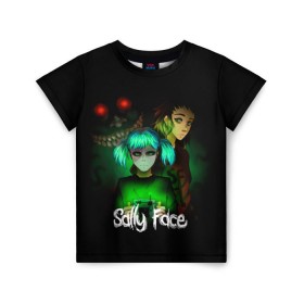 Детская футболка 3D с принтом Sally Face в Тюмени, 100% гипоаллергенный полиэфир | прямой крой, круглый вырез горловины, длина до линии бедер, чуть спущенное плечо, ткань немного тянется | blue | diane | face | fisher | gizmo | henry | johnson | killer | larry | sally | генри | гизмо | джонсон | диана | ларри | лицо | салли | фейс | фишер