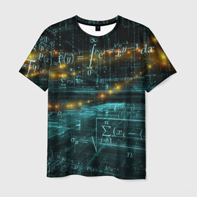 Мужская футболка 3D с принтом Формулы в пространстве в Тюмени, 100% полиэфир | прямой крой, круглый вырез горловины, длина до линии бедер | mathematica | алгебра | геометрия | математик | математика | наука | технарь | формула
