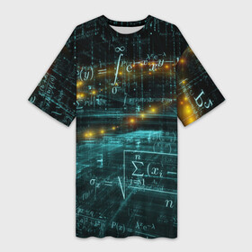 Платье-футболка 3D с принтом Формулы в пространстве в Тюмени,  |  | mathematica | алгебра | геометрия | математик | математика | наука | технарь | формула
