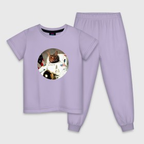 Детская пижама хлопок с принтом Cat Astronaut в Тюмени, 100% хлопок |  брюки и футболка прямого кроя, без карманов, на брюках мягкая резинка на поясе и по низу штанин
 | Тематика изображения на принте: 