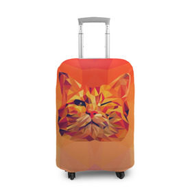 Чехол для чемодана 3D с принтом Подмигивающий кот (Low Poly) в Тюмени, 86% полиэфир, 14% спандекс | двустороннее нанесение принта, прорези для ручек и колес | cat | fox | kitty | low | lowpoly | poly | веселая | геометрия | грозовой кошак | желтая | кот | котейка | котофей | кошак | лиса | любителям кошек | низкополигональный | позитив | прикольная | рисунок | рыжая | узор