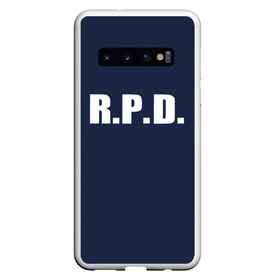 Чехол для Samsung Galaxy S10 с принтом R P D LEON S KENNEDY в Тюмени, Силикон | Область печати: задняя сторона чехла, без боковых панелей | Тематика изображения на принте: ada wong | biohazard | game | gamer | leon | logo | mistic | raccoon city | re2 | resident evil 2 | rpd | stars | umbrella | ада вонг | амбрелла | зомби | игра | мистика | ужасы