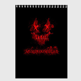 Скетчбук с принтом Mushroomhead в Тюмени, 100% бумага
 | 48 листов, плотность листов — 100 г/м2, плотность картонной обложки — 250 г/м2. Листы скреплены сверху удобной пружинной спиралью | ac dc | disturbed | linkin park | lp | metal | metallica | mushroomhead | music | pop | rap | rock | slipknot | song | метал | музыка | рок