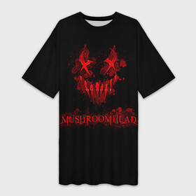 Платье-футболка 3D с принтом Mushroomhead в Тюмени,  |  | ac dc | disturbed | linkin park | lp | metal | metallica | mushroomhead | music | pop | rap | rock | slipknot | song | метал | музыка | рок