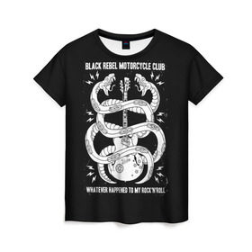 Женская футболка 3D с принтом Black Rebel Motorcycle Club в Тюмени, 100% полиэфир ( синтетическое хлопкоподобное полотно) | прямой крой, круглый вырез горловины, длина до линии бедер | black rebel motorcycle club | brmc | rock | группы | инди | музыка | рок | рок н ролл