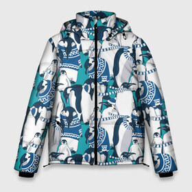 Мужская зимняя куртка 3D с принтом Пингвины в Тюмени, верх — 100% полиэстер; подкладка — 100% полиэстер; утеплитель — 100% полиэстер | длина ниже бедра, свободный силуэт Оверсайз. Есть воротник-стойка, отстегивающийся капюшон и ветрозащитная планка. 

Боковые карманы с листочкой на кнопках и внутренний карман на молнии. | аниме | антарктида | графика | греются | зима | искусство | картинка | красивый | крутой | м | мода | модный | молодёжная | новый год | орнамент | пингвины | полоски | праздник | птицы | рисунок