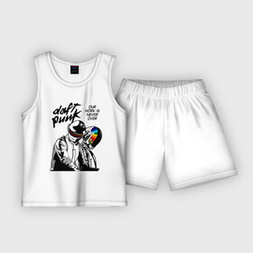 Детская пижама с шортами хлопок с принтом Daft Punk в Тюмени,  |  | daft punk | electronic | house | human | music | robot | дафт панк | музыка | синти поп | хаус | электроника
