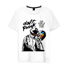 Мужская футболка хлопок с принтом Daft Punk в Тюмени, 100% хлопок | прямой крой, круглый вырез горловины, длина до линии бедер, слегка спущенное плечо. | daft punk | electronic | house | human | music | robot | дафт панк | музыка | синти поп | хаус | электроника