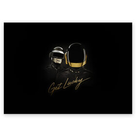 Поздравительная открытка с принтом Daft Punk в Тюмени, 100% бумага | плотность бумаги 280 г/м2, матовая, на обратной стороне линовка и место для марки
 | daft punk | electronic | house | human | music | robot | дафт панк | музыка | синти поп | хаус | электроника