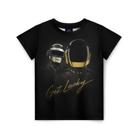 Детская футболка 3D с принтом Daft Punk в Тюмени, 100% гипоаллергенный полиэфир | прямой крой, круглый вырез горловины, длина до линии бедер, чуть спущенное плечо, ткань немного тянется | daft punk | electronic | house | human | music | robot | дафт панк | музыка | синти поп | хаус | электроника