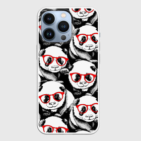 Чехол для iPhone 13 Pro с принтом Панды в красных очках в Тюмени,  |  | animals | bears | funny | head | muzzl | pandas | red | весёлые | взгляд | голова | графика | животные | искусство | картинка | красивый | красные | крутой | медведи | мода | модный | молодёжная | очки | панды | рисунок